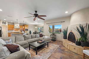 Living room with ceiling fan