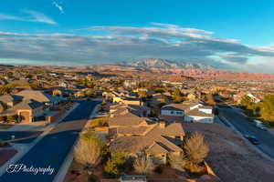 Drone / aerial view with a mountain view