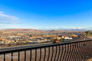 Balcony with a mountain view