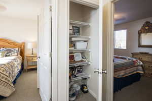 Bedroom with carpet floors