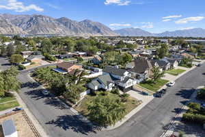 Drone / aerial view with a mountain view