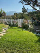 View of yard featuring a mountain view