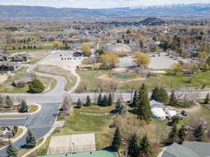 Birds eye view of property with a mountain view