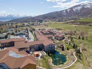 Bird's eye view with a mountain view