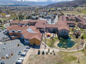Drone / aerial view featuring a mountain view