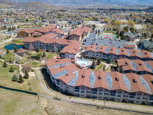 Aerial view featuring a mountain view