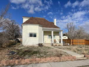 View of front of home featuring covered porch