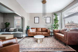 Living room featuring dark hardwood / wood-style floors