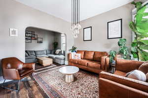 Living room featuring wood-type flooring