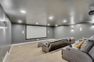 View of carpeted home theater