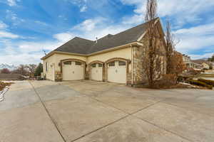 View of home's exterior with a garage