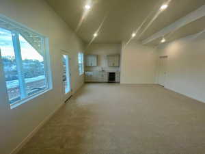 Walk-out basement great room with wet bar.