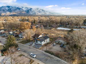 Aerial view featuring a mountain view