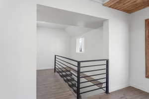 Staircase with wood-type flooring