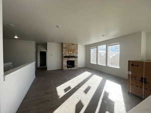 Living room featuring a fireplace