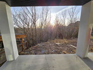 View of patio terrace at dusk