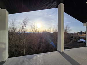 View of patio terrace at dusk