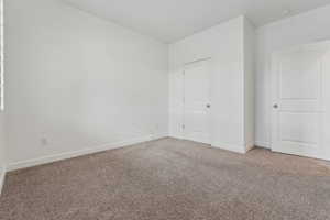 Unfurnished bedroom featuring carpet floors