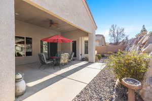 View of patio / terrace featuring ceiling fan