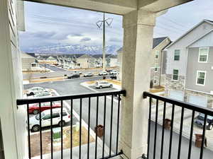 Balcony with a mountain view