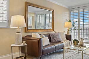 Living room with crown molding