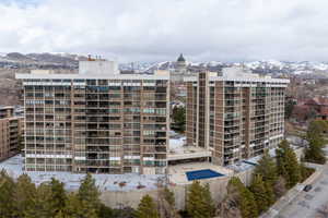 View of building exterior with a mountain view