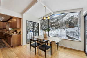 Breakfast nook with views of Mt. Olympus