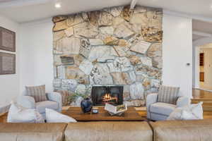 Stone fireplace