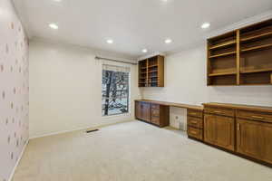 Office/Bedroom with MCM built-in shelving