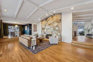 Vaulted ceilings and hardwood floors