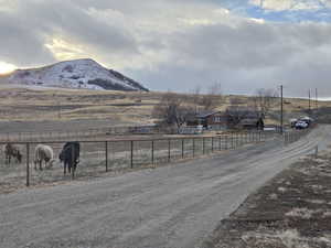 View of mountain feature with a rural view