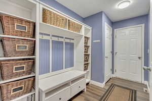 Mudroom featuring dark hardwood / wood-style flooring