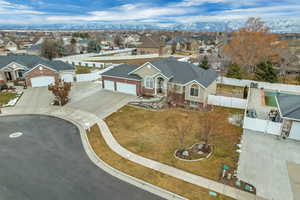 Aerial view featuring a mountain view