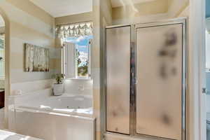 Bathroom with soaking tub and walk in shower