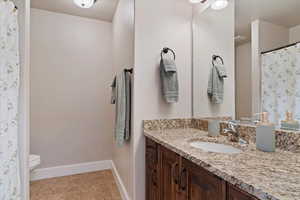 Hall bathroom upstairs, Bathroom featuring vanity and toilet