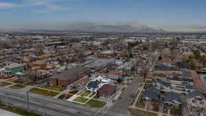 Drone / aerial view with a mountain view