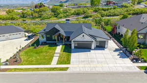 View from above of property with a mountainous background