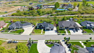 Aerial perspective of suburban area