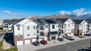 View of front of home with a mountain view