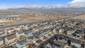Aerial view featuring a mountain view