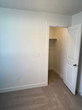 Walk in closet with carpet flooring