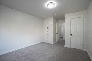 Unfurnished bedroom with carpet flooring