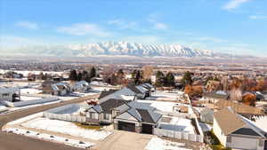 Aerial view featuring a mountain view