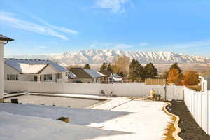 View of yard with a mountain view