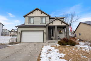 View of front of home with a garage