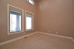 Spare room featuring a wealth of natural light and carpet