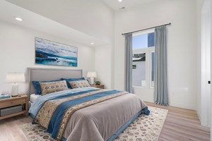 Bedroom with light wood-type flooring