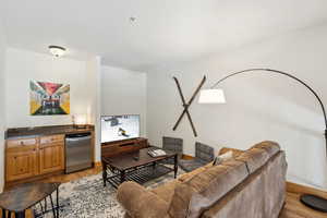 Living room featuring light wood-type flooring