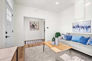 Living room featuring wood-type flooring