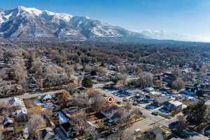 Drone / aerial view with a mountain view